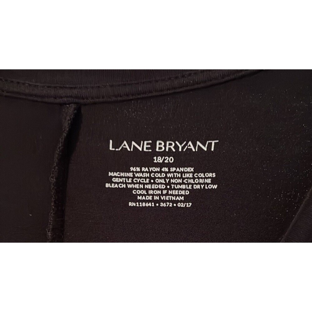 Lane Bryant - Women's 2X Blouse Black Stretch V Neck Tee Shirt - Picture 7 of 9
